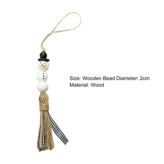 Snowman Bead Garland Exquisite Adorable Wood Rustic White Christmas Snowman Bead for Home Decor