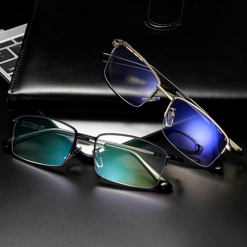 Anti Blue Light Reading Glasses for Men Business Office Classic Women Memory Titanium Alloy Half Frame Presbyopic Glasses