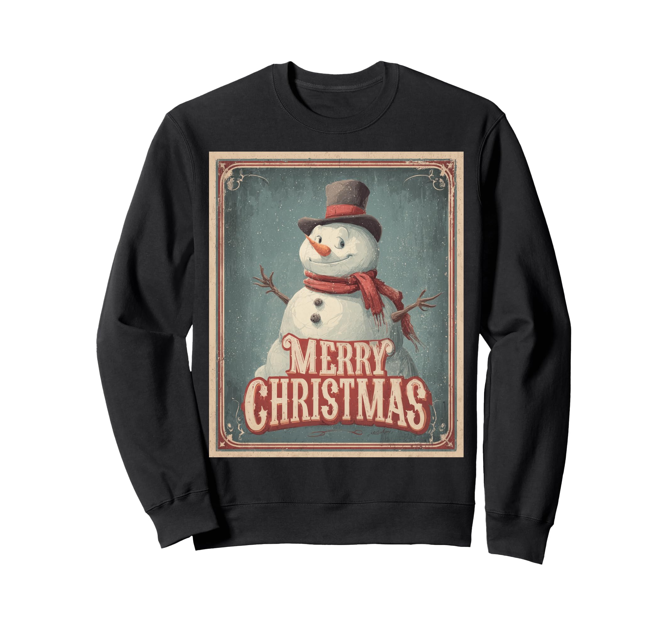 

Snowman Vintage Retro Art Deco Christmas Sweatshirt чорний