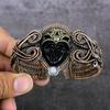 Cameo, Moonstone Handmade Copper Wire Wrap Cuff Bangle Adjustable M3u46