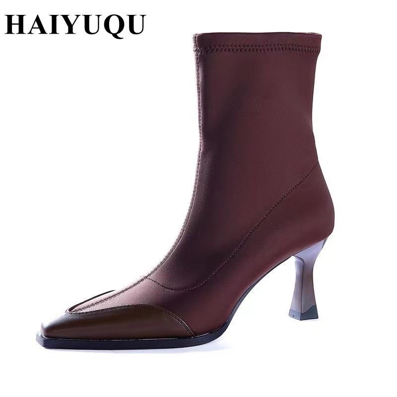 Damen Elegant High Heels Stiefeletten Sexy Spitzschuh Kleiderschuhe Nagelneu Mode Klassische Pumps Chelsea Party Botas Mujer