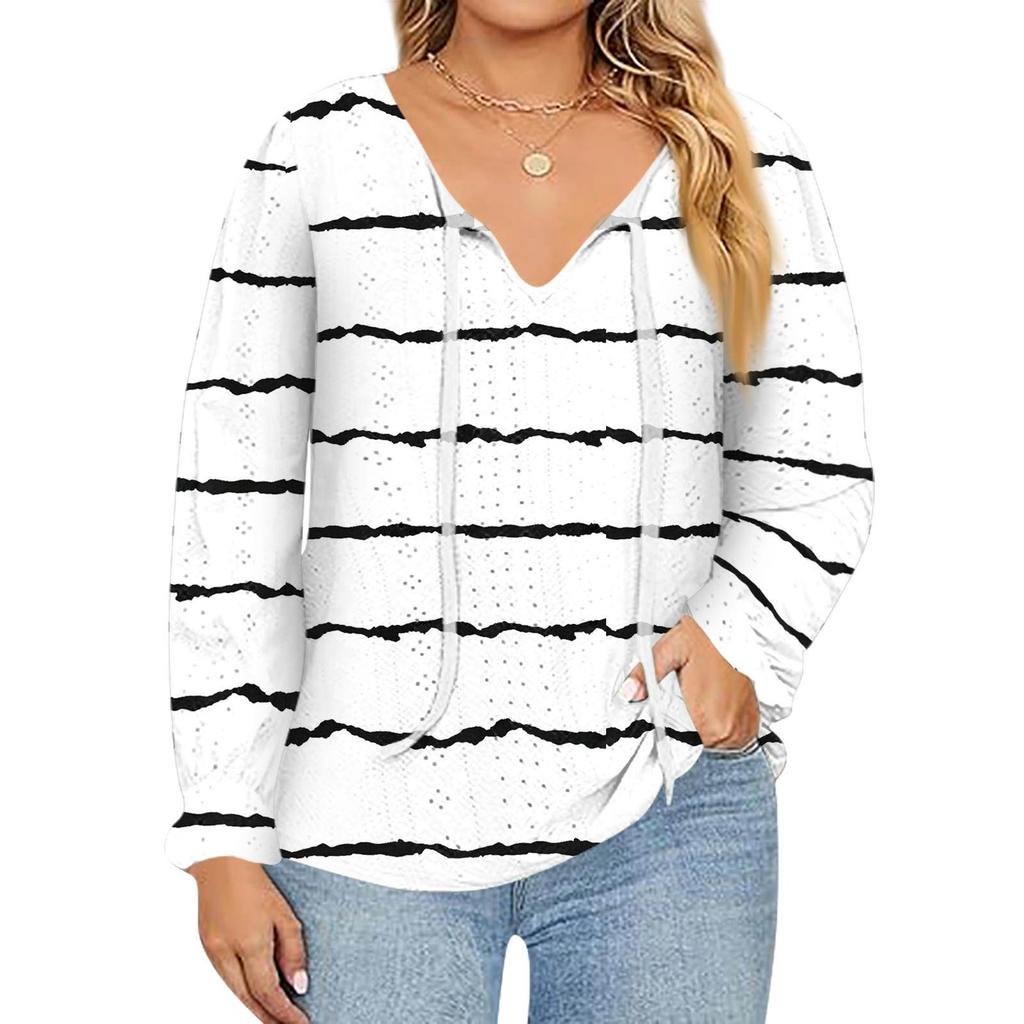 Women's Fashion Printed Casual V-Neck Long Sleeve Top