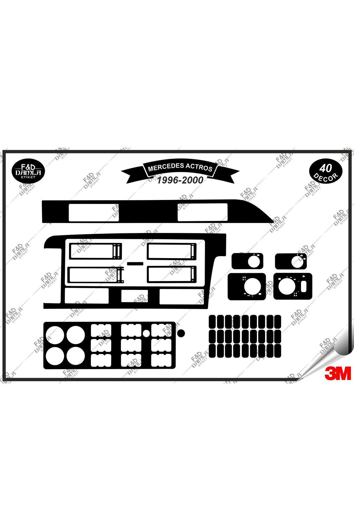 

Mercedes Actros 1996-2000 Torpido Konsol Trim Göğüs Maun Kaplama Set 40 Parça Siyah