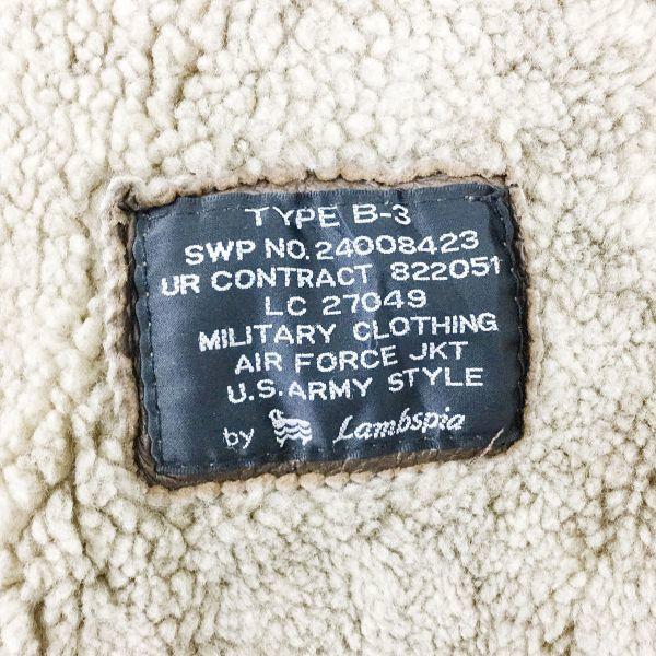 80s-90s U.S. Army B-3 Flight Jacket by Ramspear/Men's XL/Brown/Sheepskin/Bomber/Air Force(USED)
