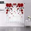 1 piece of bright red rose curtains: suitable for bedrooms/Valentine's Day   romantic style   pole style gauze curtains