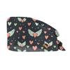 Unisex Scrub Cap mit Herzmuster Arbeitsmütze Verstellbarer Knopf Chirurgische Medizinische Kappe für Krankenschwestern, Köche und medizinisches Fachpersonal