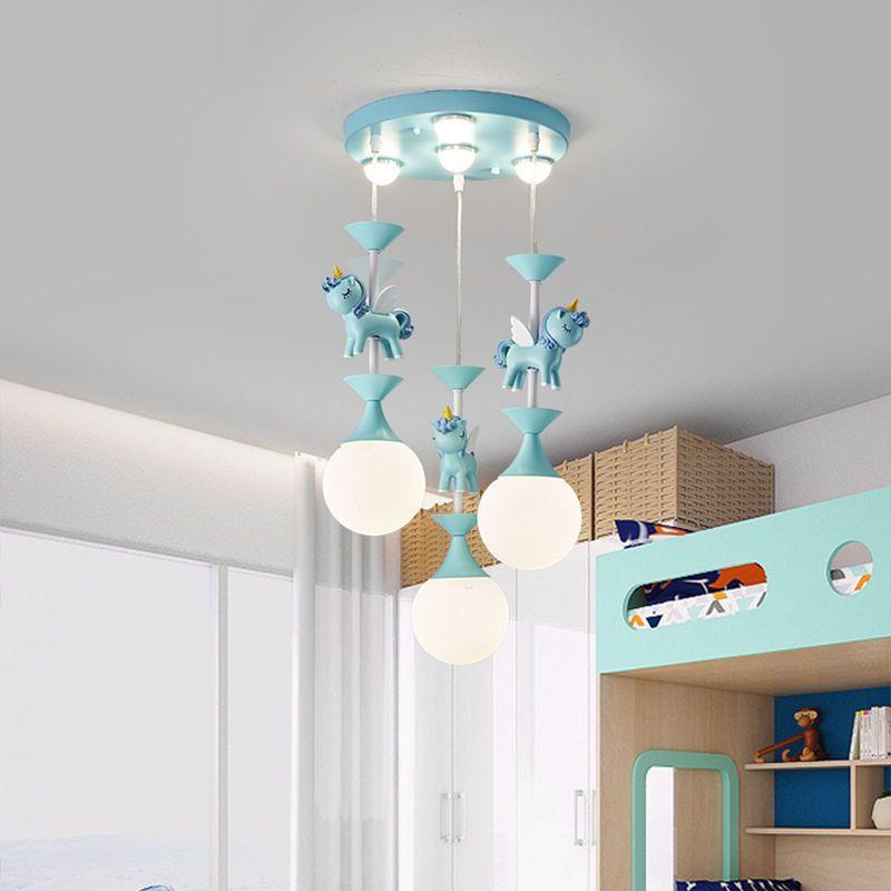 Children's Carousel LED Penadant Chandeliers for Princess Room Bedroom Living Room Hanging Lighting Decor Art Ceiling Lamps