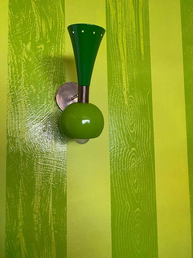 Mid Century Brass Wall Sconce: Italian Diabolo Light Fixture