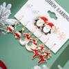 6 Piece Set Earrings And Earrings Fashionable Versatile Christmas Series Simple Deer Christma Tree Snowflake Pattern Accessories
