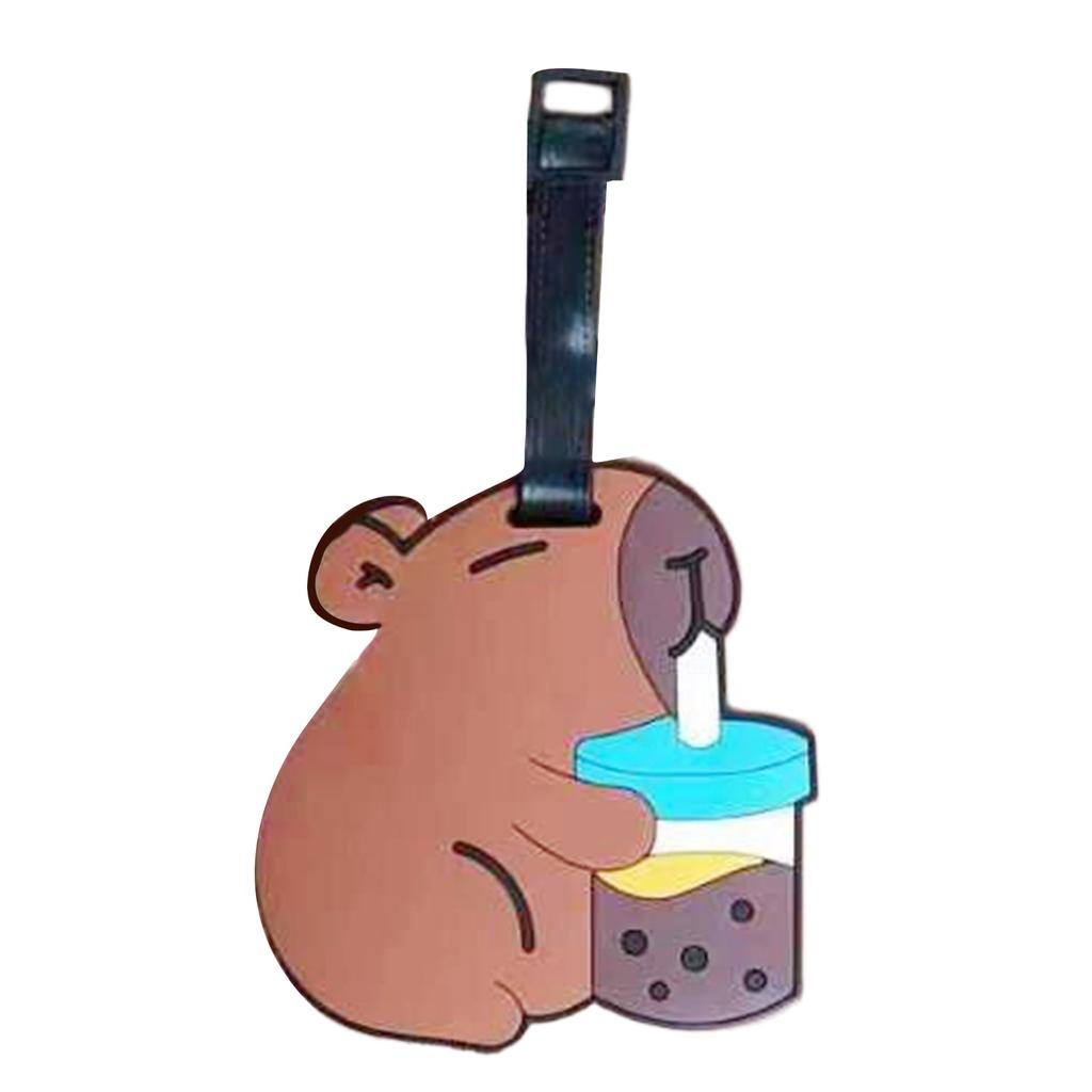 Unique Capybara Bag Pendant Cartoon Luggage Label PVC Identifier Japanese Kawaii Culture Inspired Portable Label
