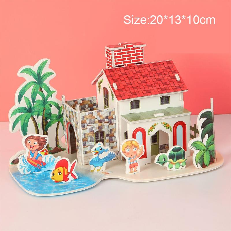 Kreatives DIY 3D Papierkartenpuzzle Handmontierte Häuser Villen Gebäudemodell für Kinder Handgemachtes Lernspielzeug