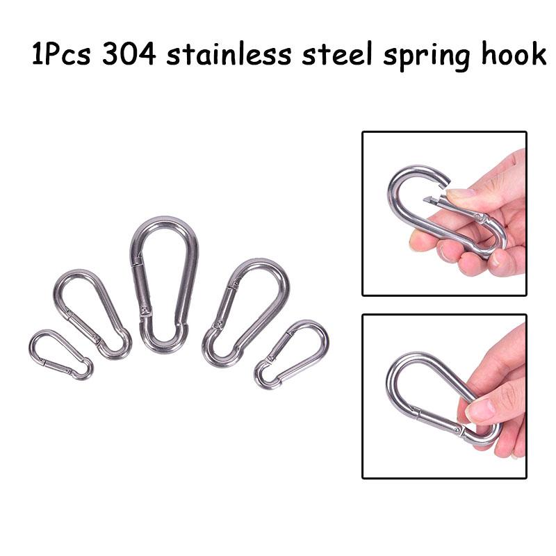 1Pcs 304 Stainless Steel Spring Carabiner Snap Hook Keychain Quick Link Lock Buckle