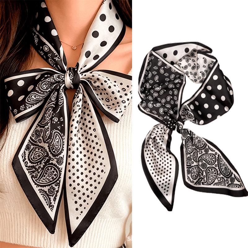 Elegant Satin Chiffon Plaid Stripe Scarf: Versatile Accessory for Clothes & Pants