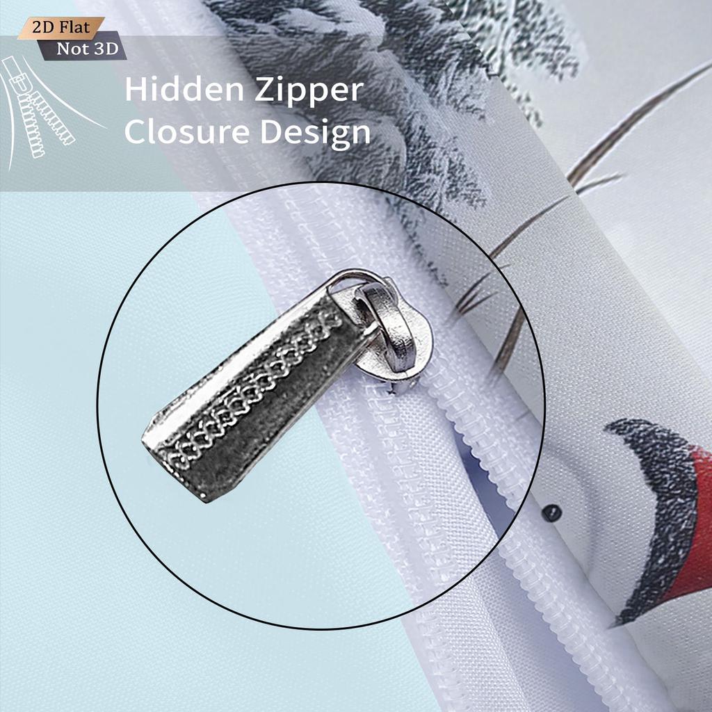 3pcs Merry Christmas Cartoon Snowman Print Coreless Down Duvet Cover Multi Size Bedroom Bedding Holiday Decoration