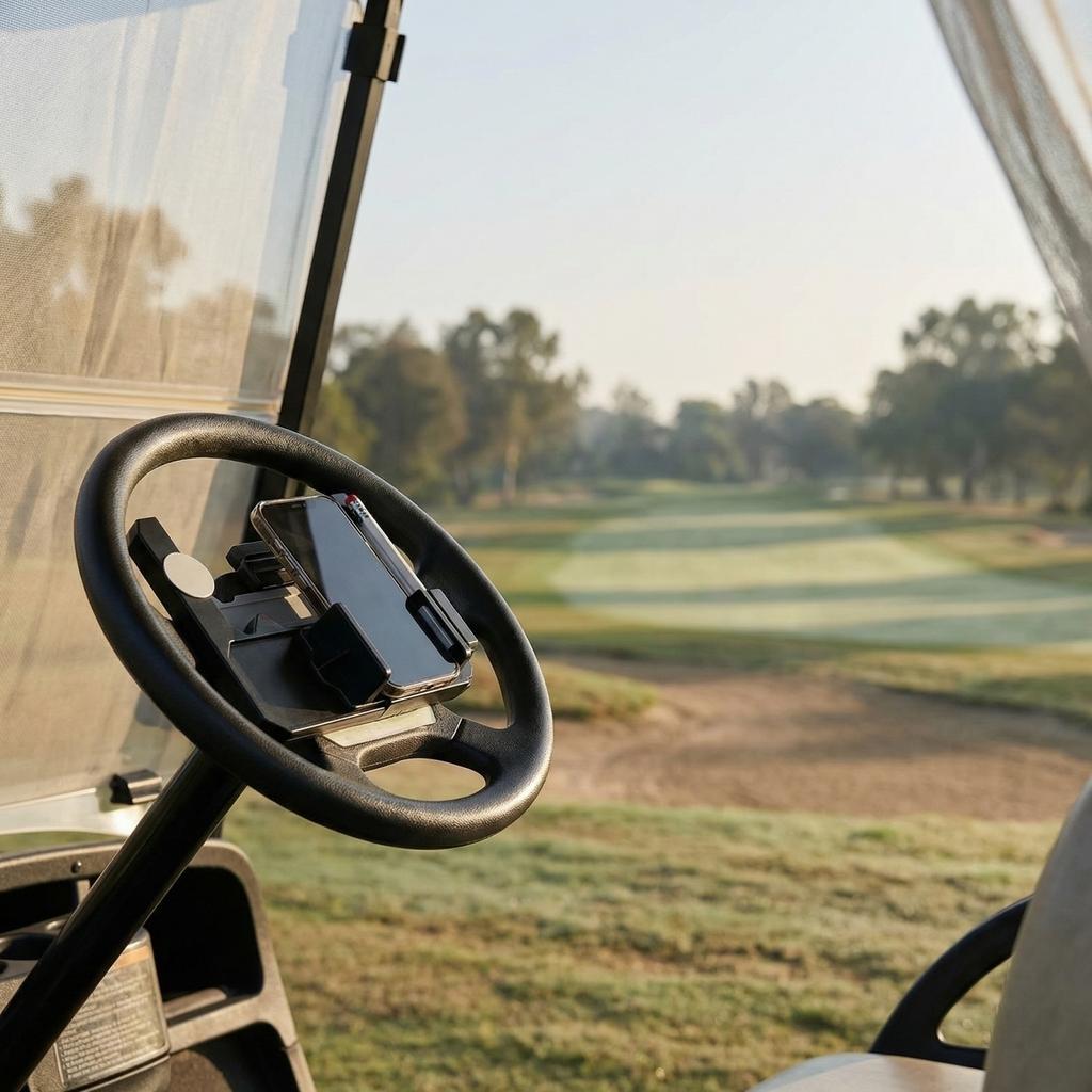 Golfkar Stuurwiel Telefoonhouder Verstelbare Bevestiging Compatibel met Diverse Smartphones Veilige Grip Eenvoudige Installatie Duurzaam Materiaal
