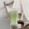 Glass Tumbler Stripe Glass Cup Coffee Cup With Lid and Straw LIDS DON'T SECURE 12.5 Oz Drinking Glasses for Water,Iced Coffee,Milk,Tea,Juice