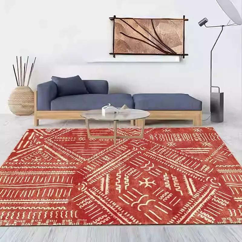 Nordischer Wohnzimmerteppich, Moderner und minimalistischer Sofa-Couchtisch-Bodenläufer, Marokkanischer amerikanischer Ethno-Teppich für Zuhause Schlafzimmer