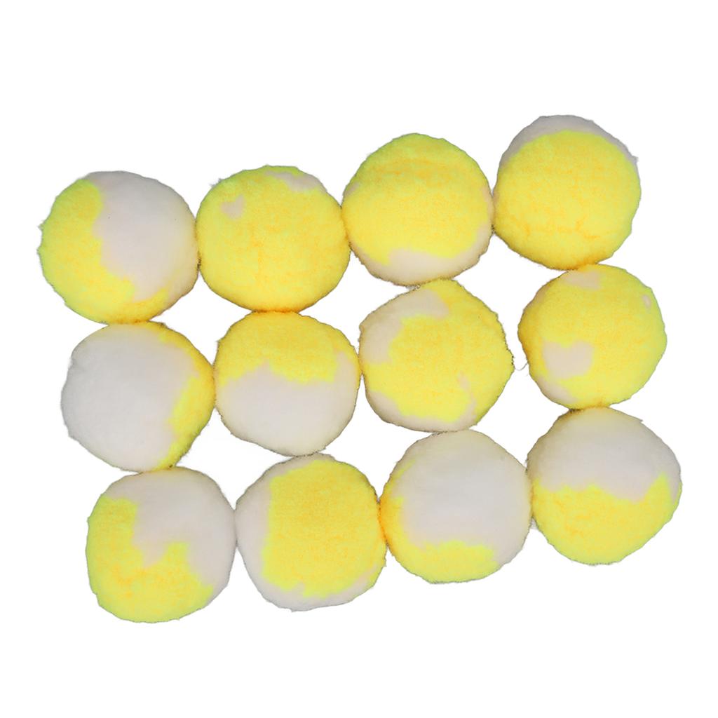 12pcs Cat Toy Balls Soft Elastic Quiet Interactive Plush Kitten Chewing Ball for Indoor Training Playing Yellow