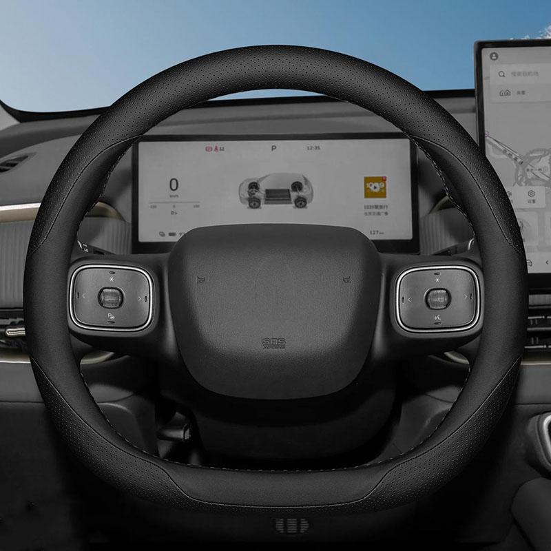 For ORA 5 2025 2026 2027 Leather Car Steering Wheel Cover D-shape Breathable Non-slip Four Season Car Accessories