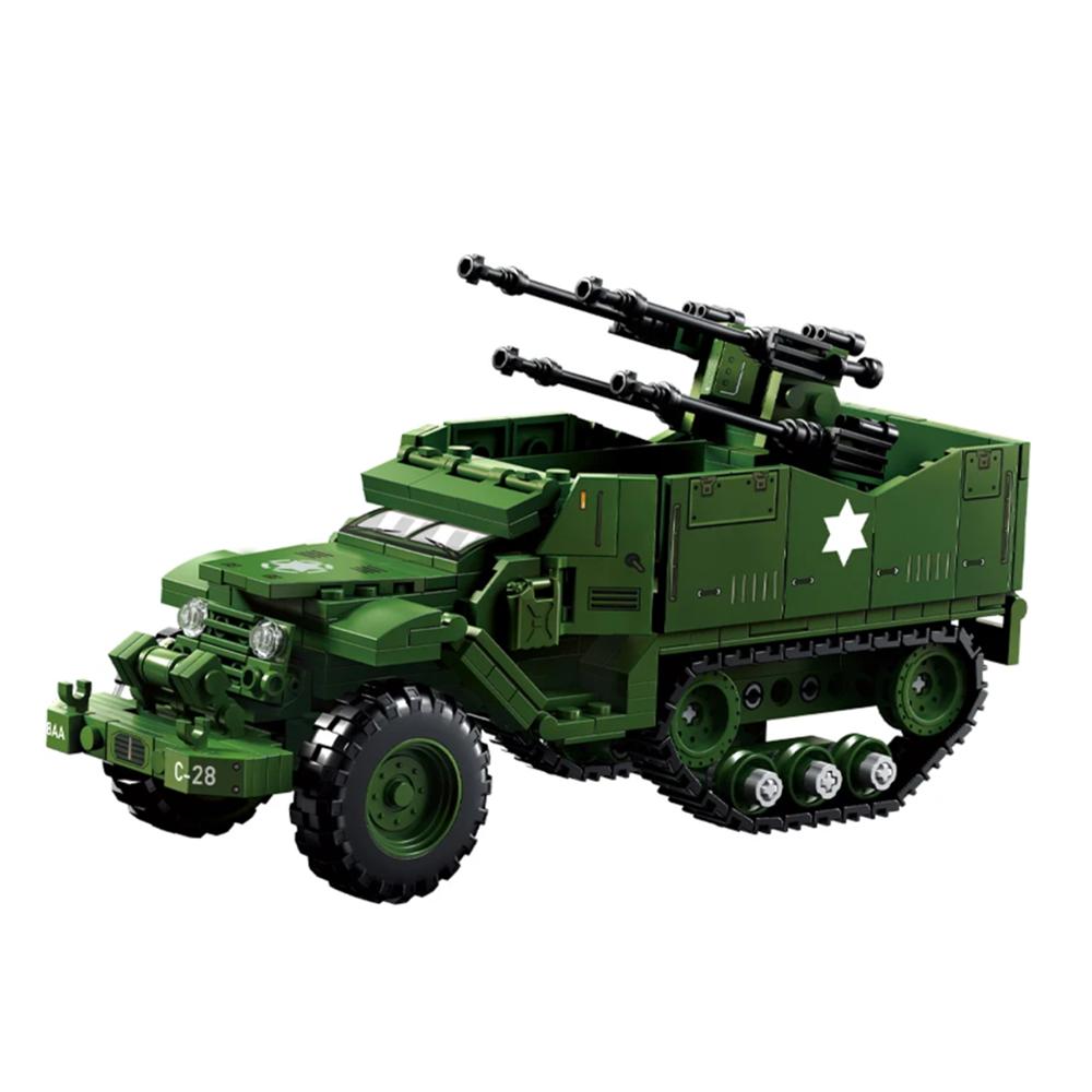 Military MOC Army Main Battle Tank Armored Vehicle Fighter Soldiers Figures Building Blocks Bricks Set Toys