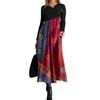 Ladies' Casual V-neck Long Sleeved Dress Printing Loose And Oversized Dress