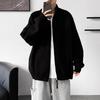 Herren-Strickjacke mit Stehkragen, locker geschnitten - Trendige amerikanische Strickware für Frühling und Herbst