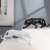 Panther Statue Animal Figurine Abstract Geometric Style Resin Leopard Sculpture Home Office Desktop Decoration Crafts