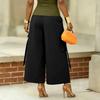 Women's Fashion Color Elastic High Waist Wide Leg Loose Casual Pants