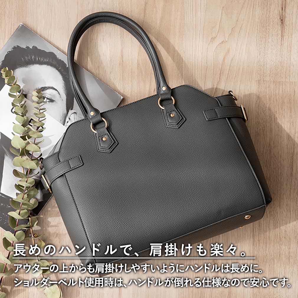 VITAFELICE Belt Design Tote Bag for 2-Way Women, sib-20044p (Black)