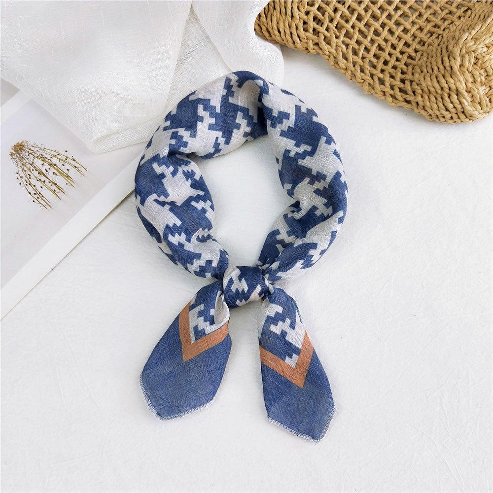 Eșarfă pătrată mică din bumbac și in Eșarfă din mătase Primăvară și toamnă pentru femei Stil nou artistic și versatilă la modă Esarfă cu bentiță cu temperament