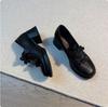 Sheepskin Version~ Retro Temperament Niche Design British Style Round Head Loafers Commuting Thick Heel Women's Shallow Mouth Single Shoes
