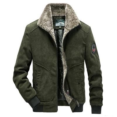 Winter Corduroy Baumwollgepolsterte Herrenjacke Lässige Verdickte Jacke für Männer mittleren Alters Samt Baumwollgepolsterte
