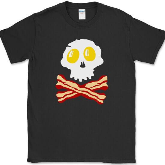

Breakfast Skull T-Shirt Funny Food Bacon and Eggs Humor Novelty Tee 3XL