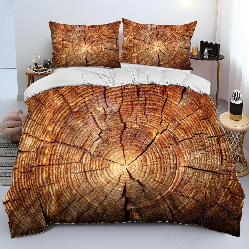 3D Wood Grain Comforter Bedding Set,Duvet Cover Bed Set Quilt Cover Pillowcase,King Queen Size Bedding Set for Adult Child Gift