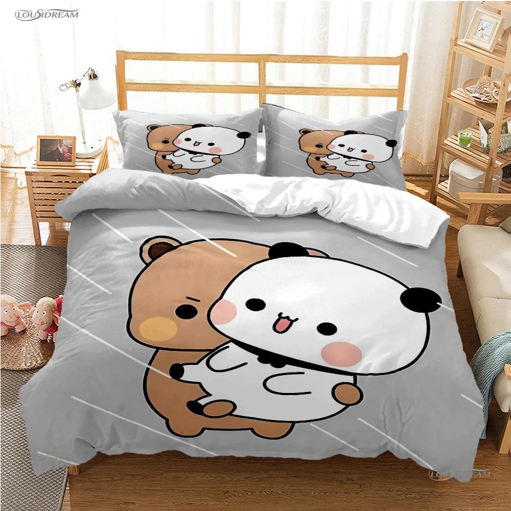 Drăguț Bubu Dudu Husă de pilota cu urs panda din desene animate Seturi de lenjerie de pat kawaii Husă de pilota moale și fețe de pernă Single/Dublu/Queen/King Copii