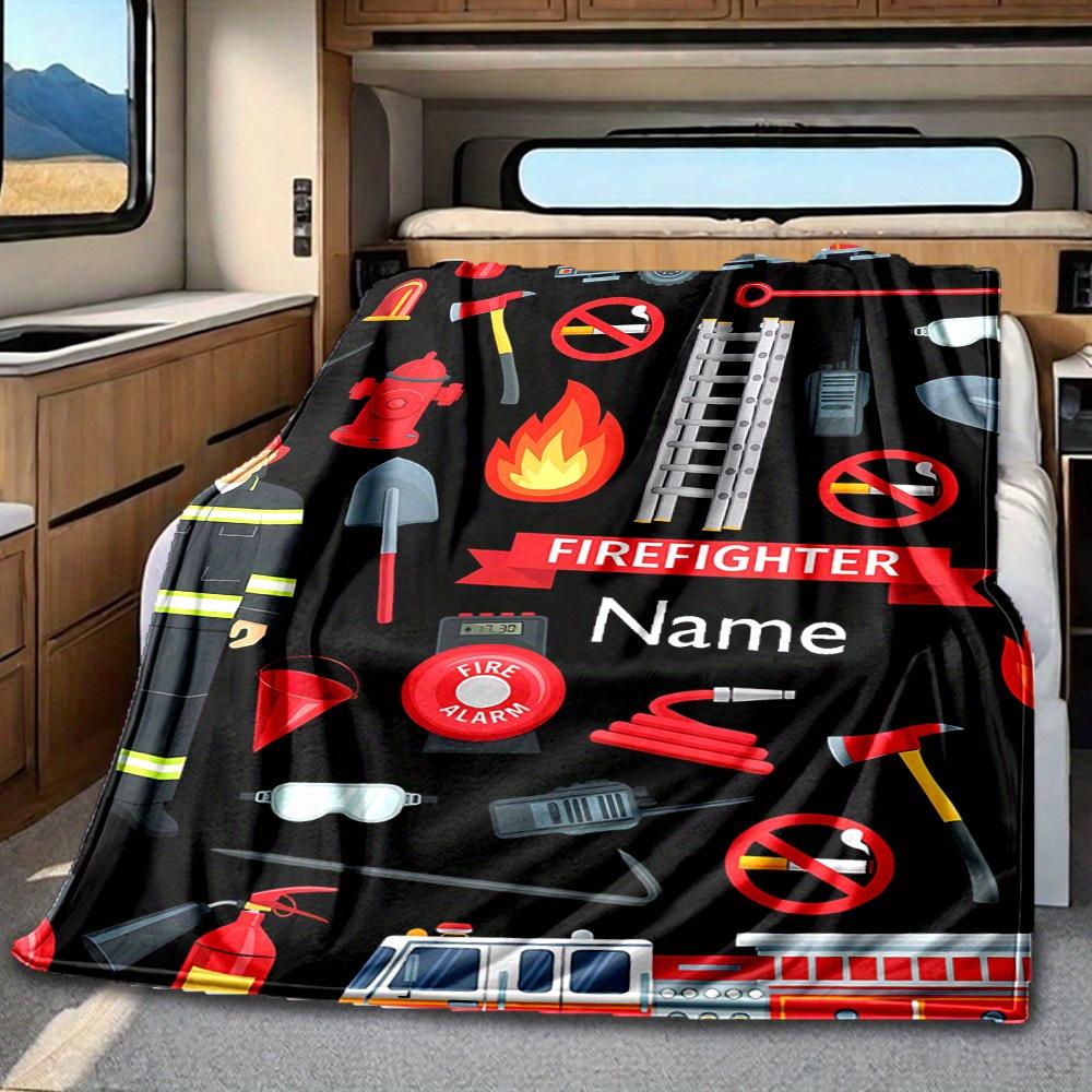 Firefighter Uniform And Equipment Rv Blanket Personalized Name Soft Comfortable Stylish Rv Blanket Car Blanket Perfect For Rv Travel Rv Camping Rv