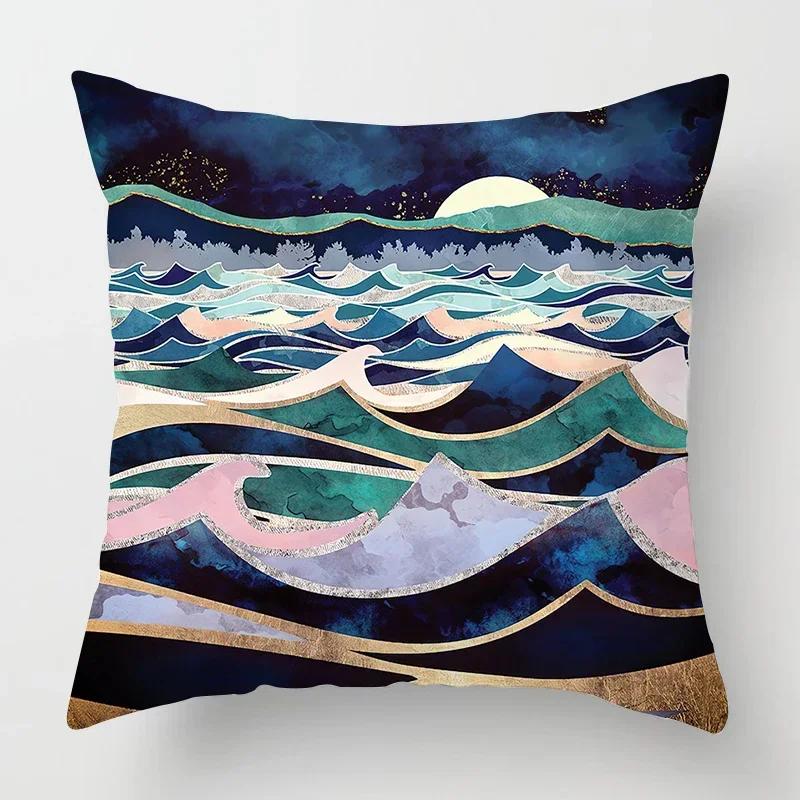 Nordic Mountain Moon Metal Painting Pillowcase Living Room Sofa Decoration Cushion Cover Home Decoration Cushion Cover