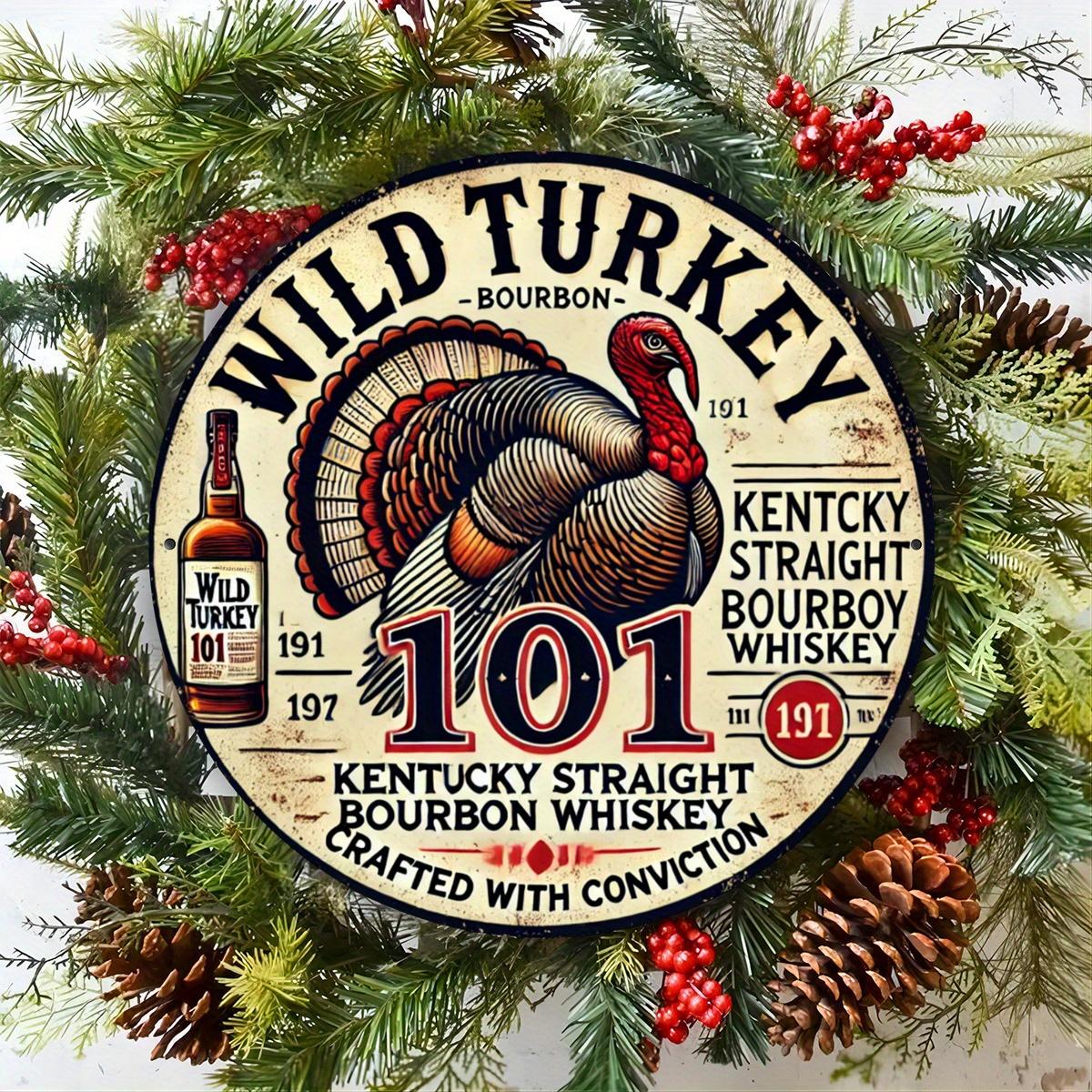 Wild Turkey Bourbon Whiskey Vintage Metal Sign Kentucky Straight Bourbon Retro Tin Wall Art Crafted With Conviction Decor fo 20x20cm(8x8inch)