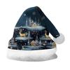 2024 Christmas Double-Sided Fleece Hat for Adults & Kids – Short Plush, Velvet, with Christmas Element Print