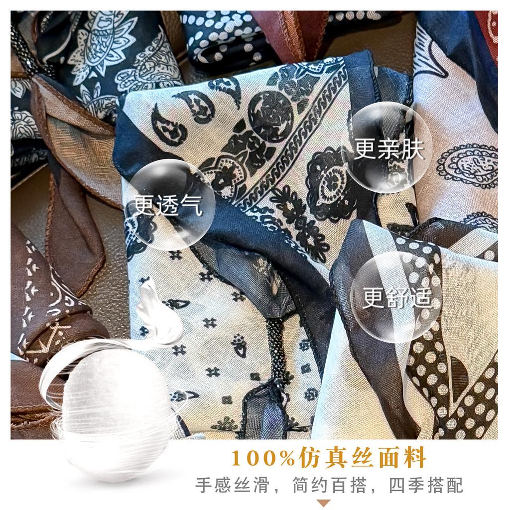 Japanese Retro Polka Dot Cotton and Linen Triangle Scarf Silk Scarf Women's Thin Neck Protection Scarf High-end Neck Scarf