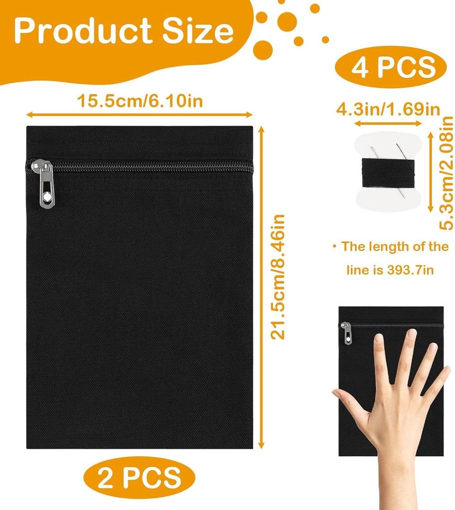 Inside Zipper Coats Pocket Canvas Sewing Accessories for Clothes Hidden Travel Wallet for Jackets and Outerwear