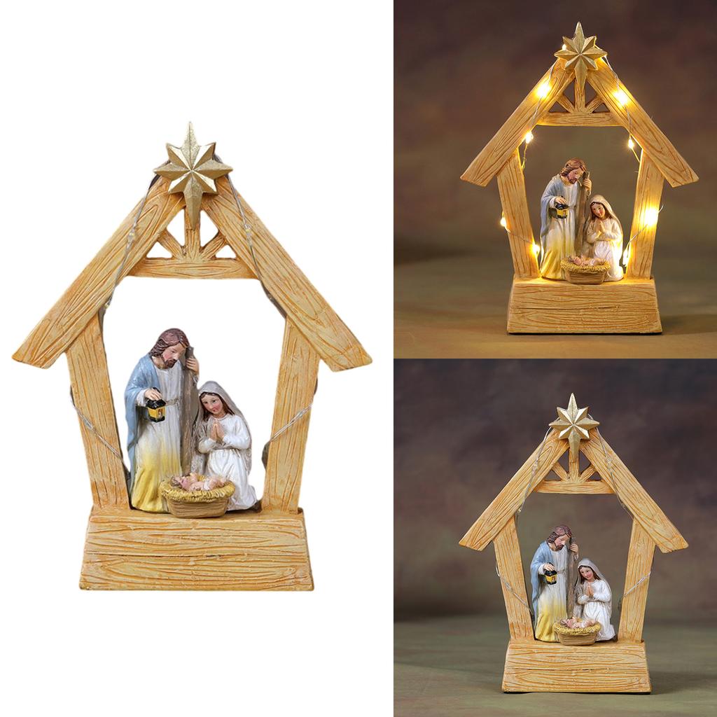 Festive Nativity Manger Scene Resin Birth Statue Figurine Table Decoration for Christmas Celebrations