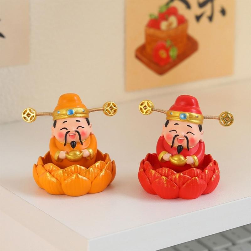 God of Wealth Figurines Resins Cai Shen Statues God of Fortune Caishen Sculptures Fengshui Ornament Home Office Decors