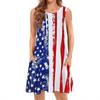 European And American Wish New American Flag Suspender Big Swing Women'S Dress Casual Crew Neck Vest Dress