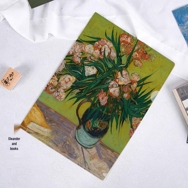 World-Famous Paintings L-Shaped A4 Folder - Monet & Van Gogh Art Design for Students and Office
