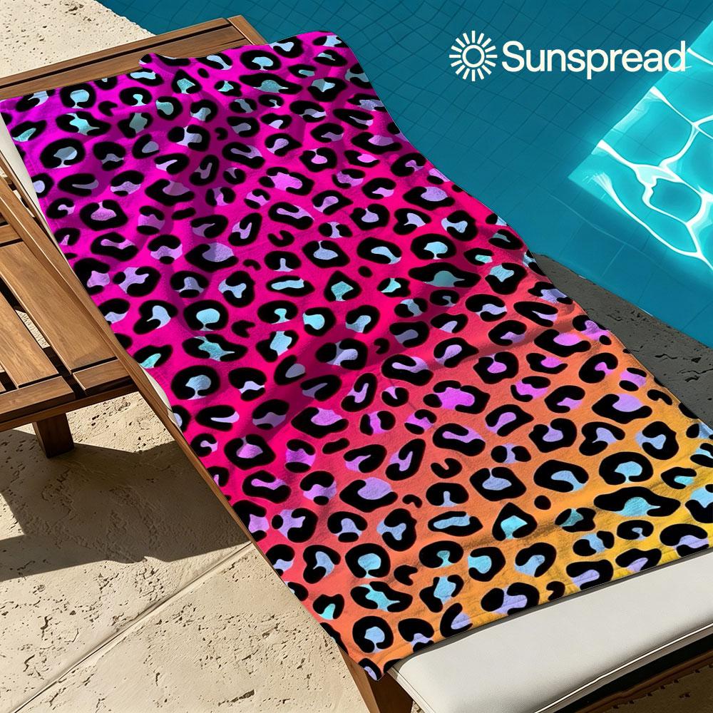 Neon Leopard Quick Drying Bath Towel Microfiber Beach Towel Light Weight Swimming Camping Yoga Beach Out