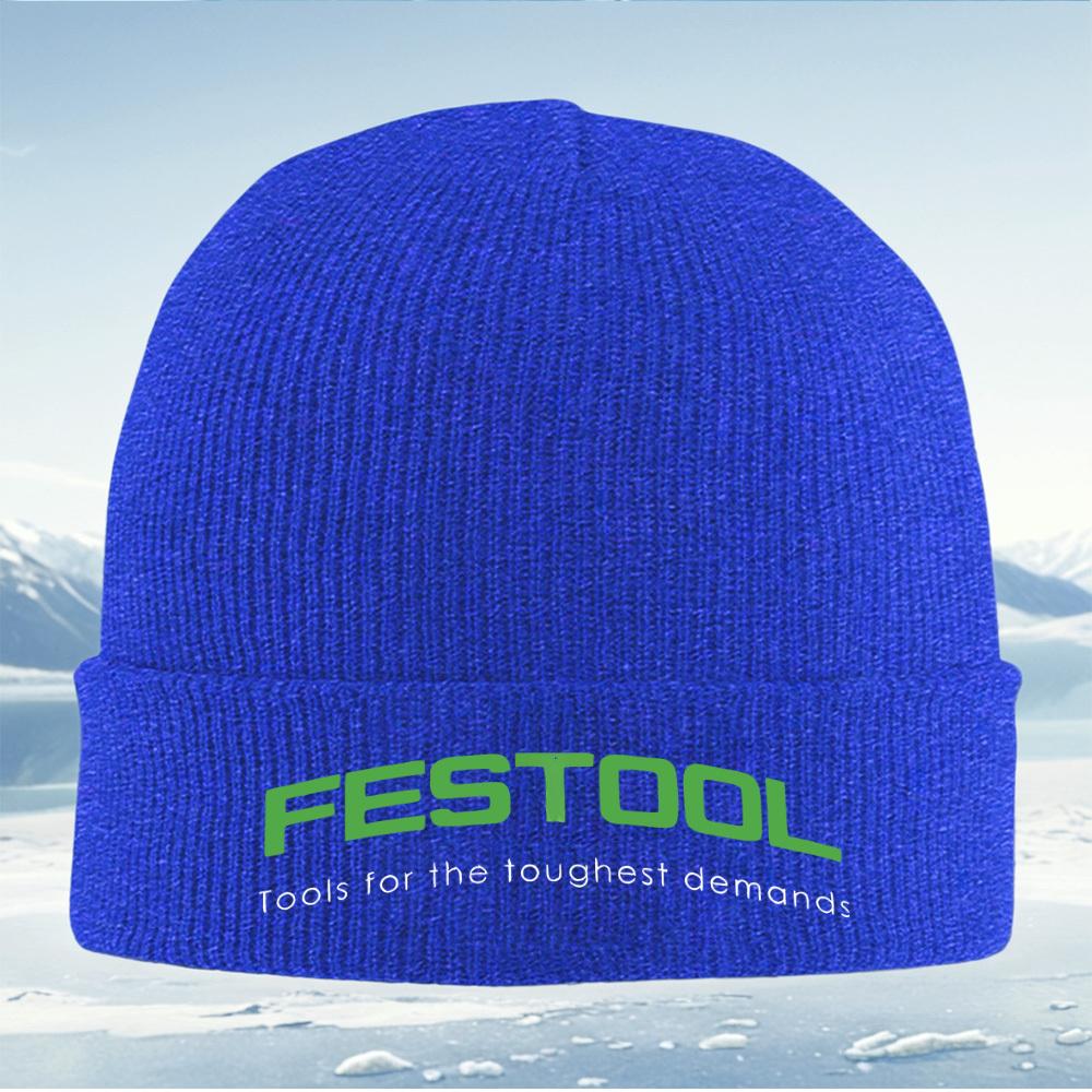 Green FESTOOL Logoblack Background Men Women Unisex Knitted Hat Beanie Pullover Cap Winter Thermal Warm Christmas Outdoor Cycli