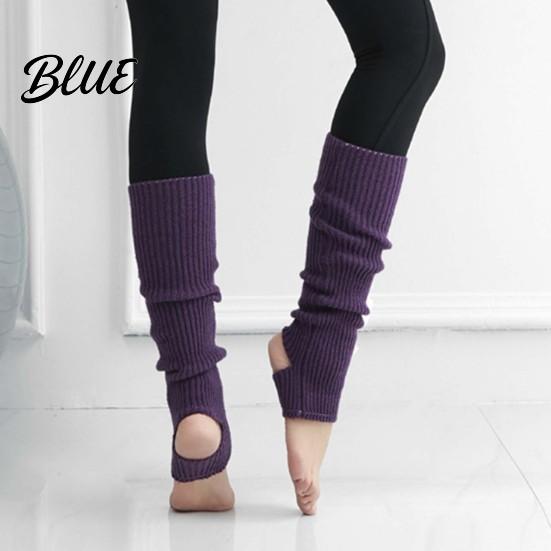 Women Knitted Leg Footless Blow Warm Warmers Pair Thickened Socks 1 Solid Color Knee
