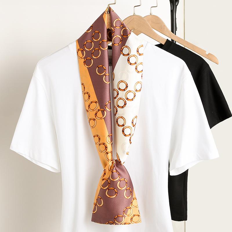 Luxury Ribbon Silk Scarf 15*145Cm Red Headband Neckerchief Foulard Hair Scarfs Neck Tie Lady Skinny Scarves Soft Satin