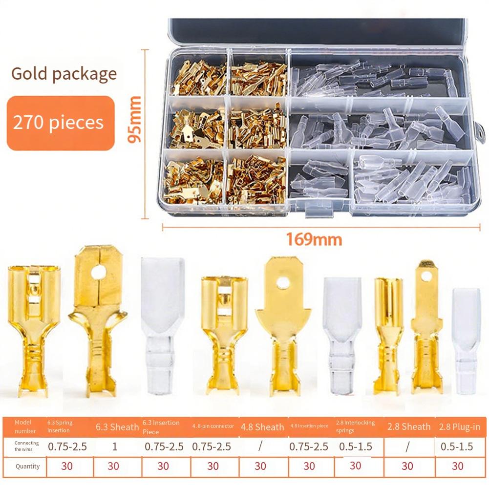 270PCS Electrical Crimp Terminal Connector Pliers Cold Press Electrical Wire Connector Male And Female Spade Connectors Kit